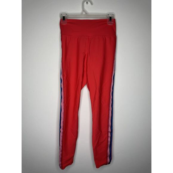Spiritual Gangster Leggings Red 7/8 High Waist Side Metallic Stripe Sides M NWT - Picture 3 of 9